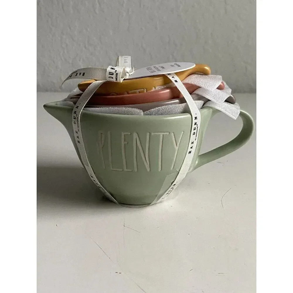 RAE DUNN Thanksgiving Measuring Cups‎ Gather Bounty Blessings Plenty Ceramic NEW